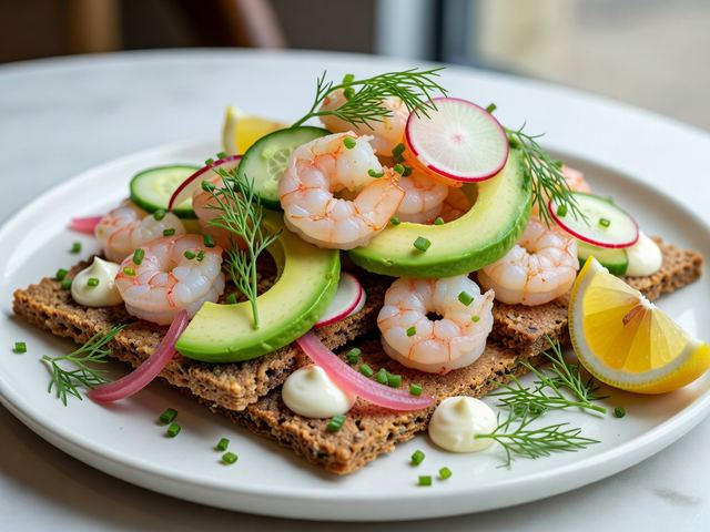 Rye Crispbread with Shrimp & Avocado