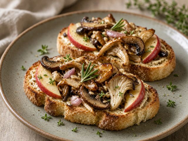 Sautéed Mushroom & Apple Tartines