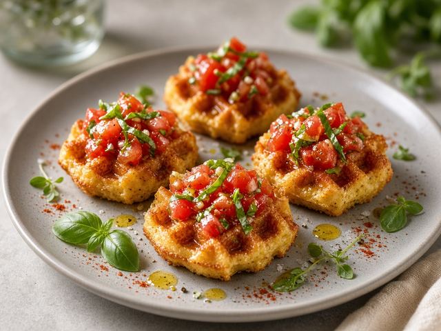 Tomato Gazpacho Waffle Bites