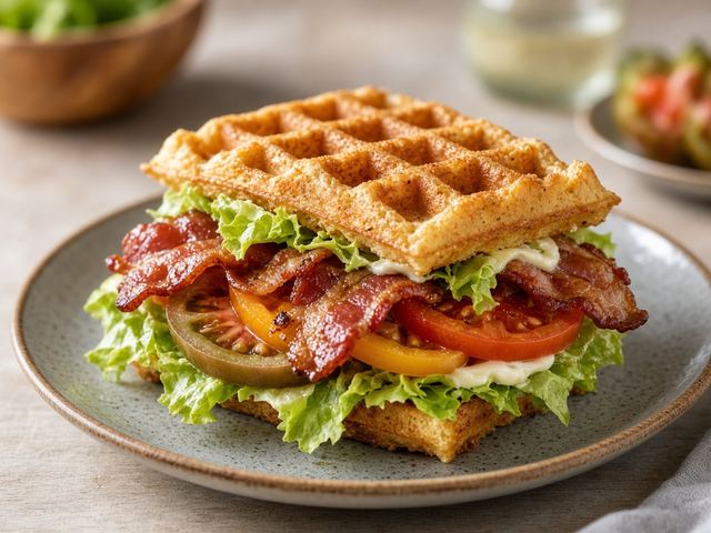 Waffle BLT with Heirloom Tomatoes