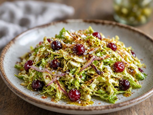 Warm Brussels Sprout Cranberry Slaw