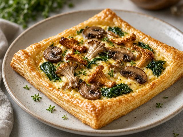 Warm Mushroom & Greens Tart
