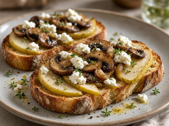 Warm Pear & Mushroom Tartines
