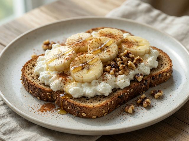 5-Ingredient Banana Cottage Cheese Toast