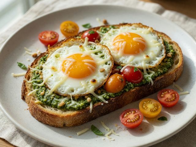 5-Ingredient Pesto Eggs on Toast