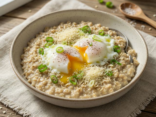 5-Ingredient Savory Oatmeal with Soft Eggs