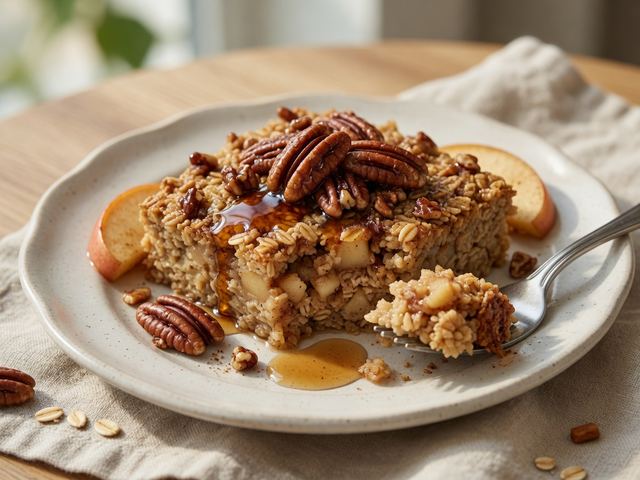 Apple Cinnamon Baked Oatmeal with Maple Pecan Crunch