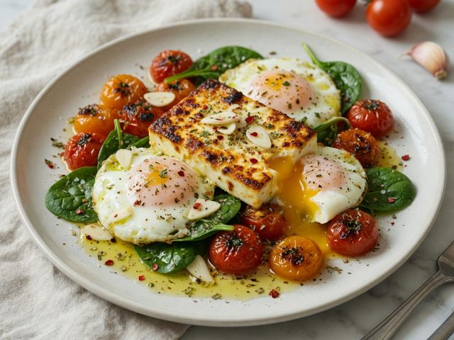 Baked Feta Breakfast Eggs with Blistered Tomatoes