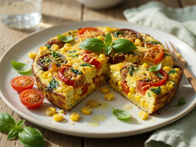 Basil-Flecked Corn & Tomato Breakfast Frittata