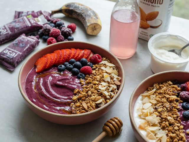 Berry Acai Smoothie Bowls with Crunchy Granola