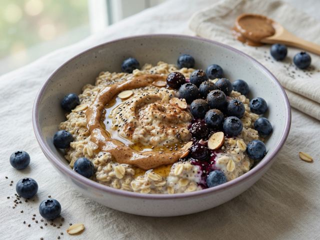 Blueberry Almond Butter Overnight Oats