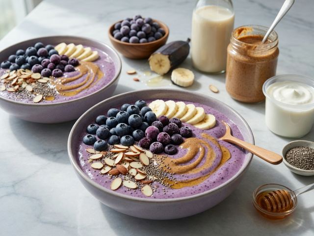 Blueberry Almond Butter Smoothie Bowls
