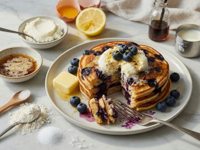 Brown Butter Blueberry Ricotta Pancakes
