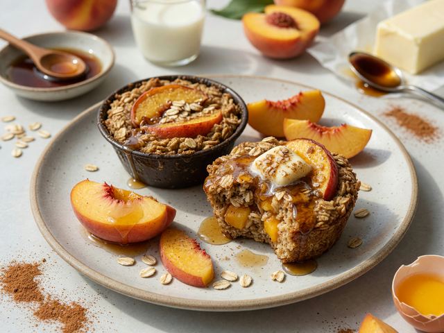 Brown-Butter Peach Baked Oatmeal Cups