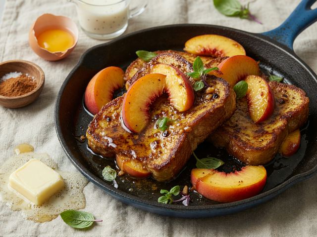 Brown-Butter Peach Skillet French Toast