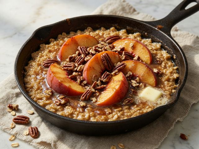 Brown-Butter Peach Skillet Oatmeal