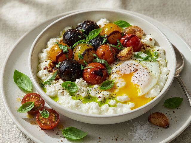 Burst Heirloom Tomato Cottage-Cheese Breakfast Bowls