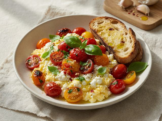 Burst Tomato Cottage Cheese Soft-Scramble Bowls