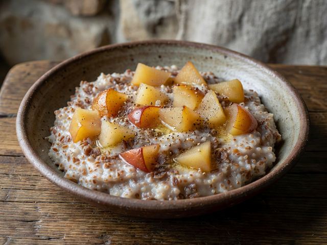 Buttered Rye Porridge with Stewed Apples