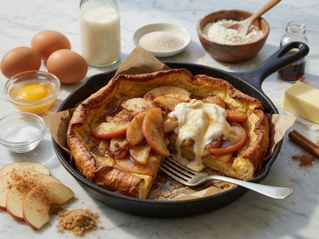 Caramelized Apple Dutch Baby with Maple Cream