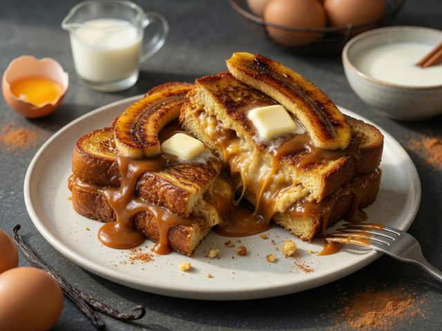 Caramelized Banana Dulce de Leche Stuffed French Toast