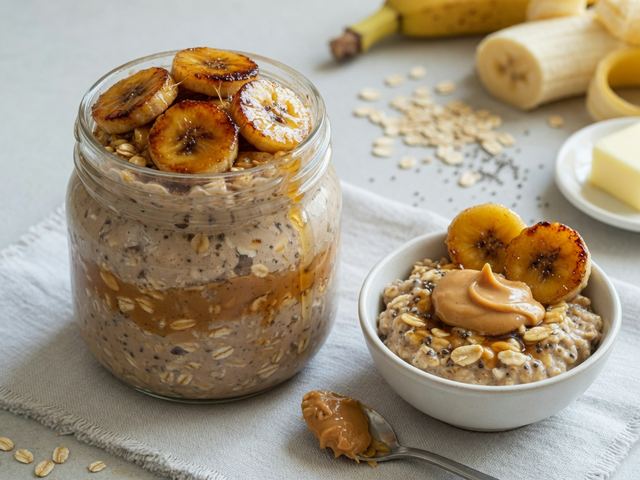 Caramelized Banana Peanut Butter Overnight Oats