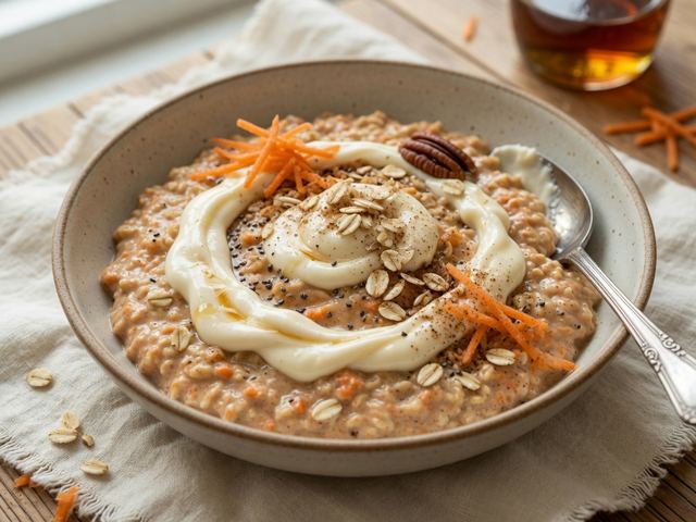 Carrot Cake Overnight Oats with Maple Cream Cheese Swirl