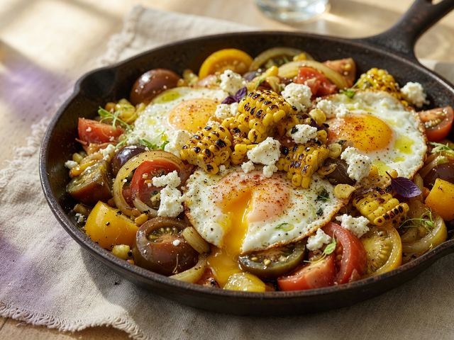 Charred Corn & Heirloom Tomato Breakfast Skillet