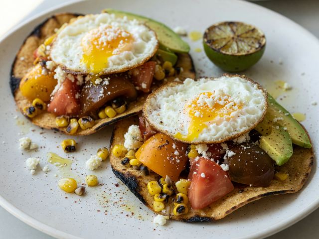 Charred Corn & Heirloom Tomato Breakfast Tostadas