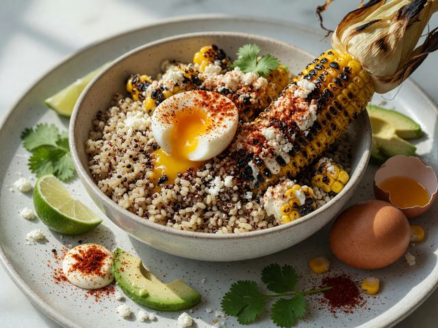 Charred Elote Breakfast Bowls with Soft-Boiled Eggs
