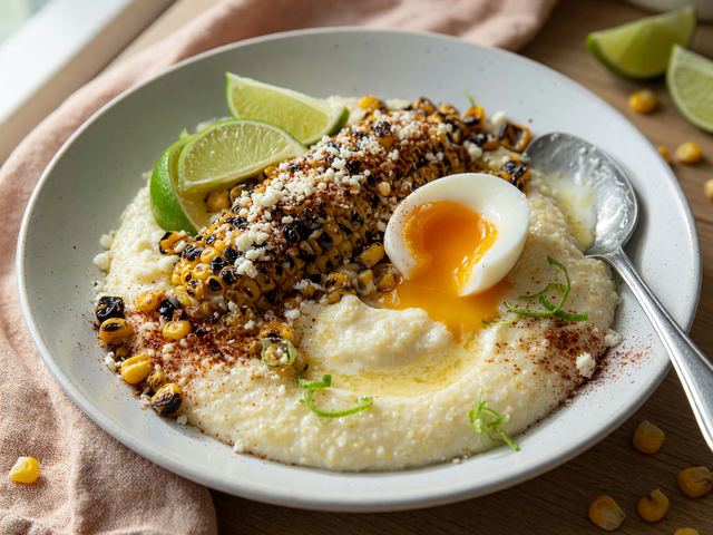 Charred Elote Grits Bowls with Soft Eggs