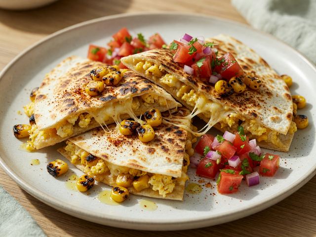 Cheesy Charred-Corn Breakfast Quesadillas with Pico