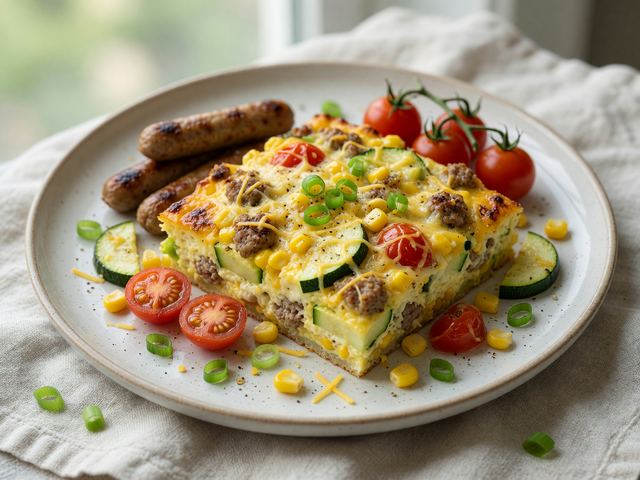 Cheesy Zucchini & Corn Sheet-Pan Breakfast Bake