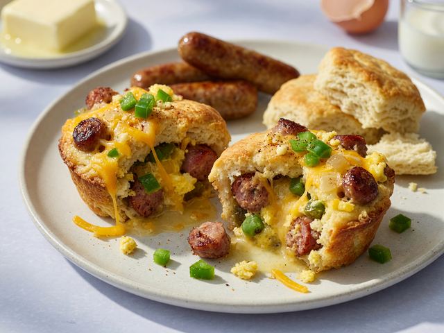 Chicken Sausage Biscuit Cobbler Cups