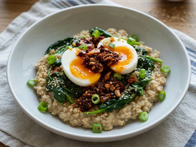 Chili Crisp Savory Oatmeal with Jammy Eggs