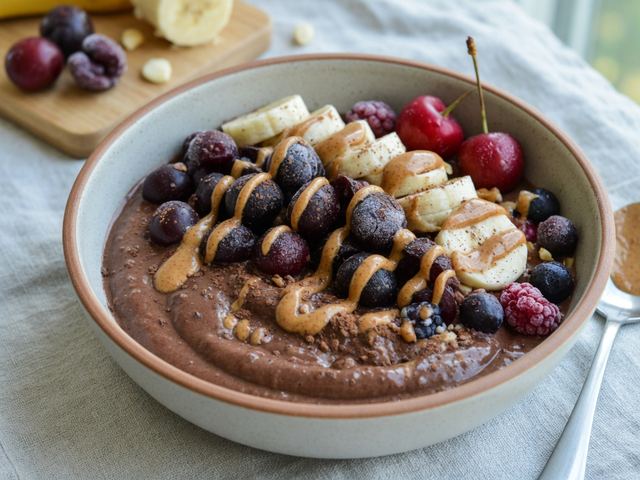 Chocolate-Cherry Almond Butter Smoothie Bowl