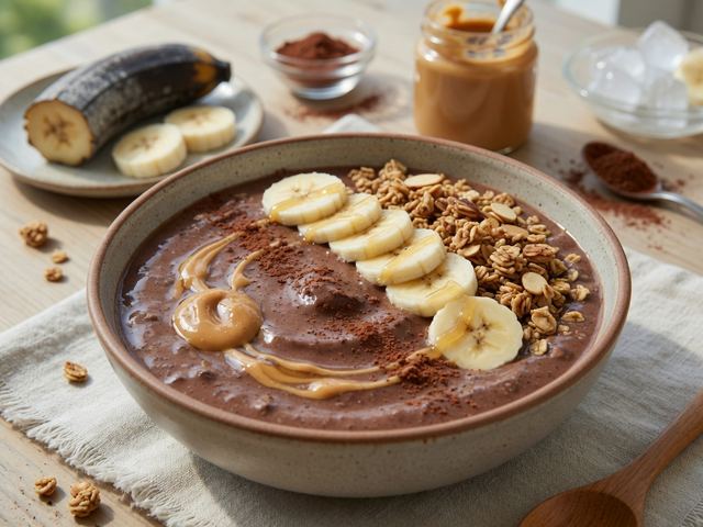 Chocolate Peanut Butter Banana Smoothie Bowl
