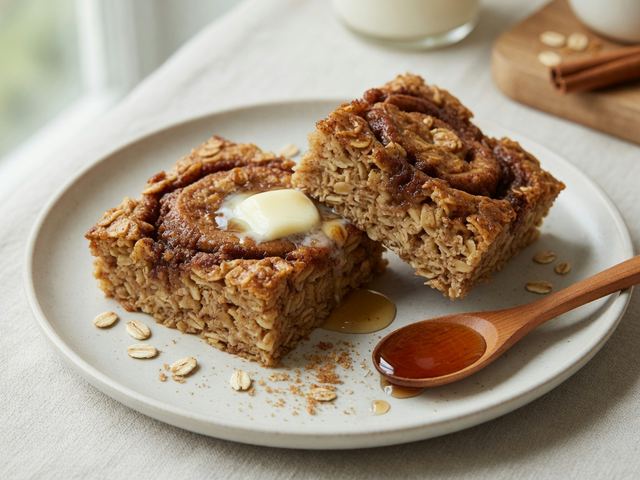 Cinnamon Roll Baked Oatmeal Squares