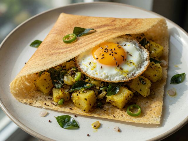 Classic-Swap Masala Dosa with Spiced Potato and Egg