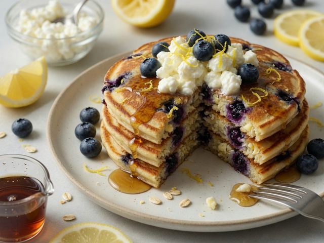 Cottage Cheese Blueberry Lemon Pancakes