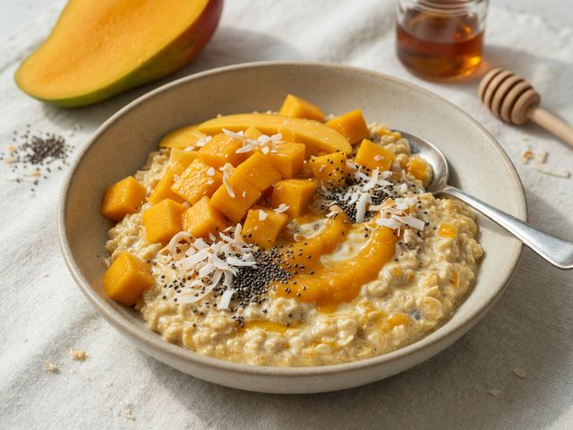Creamy Mango Coconut Protein Overnight Oats