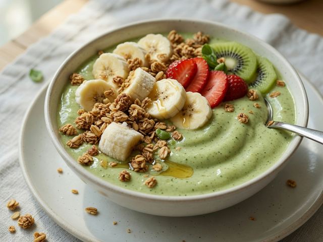 Creamy Matcha Banana Smoothie Bowl with Crunchy Toppings