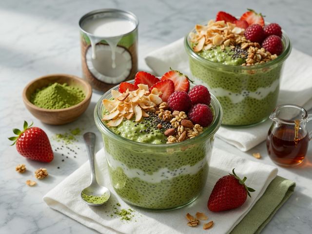 Creamy Matcha Coconut Chia Pudding Parfaits