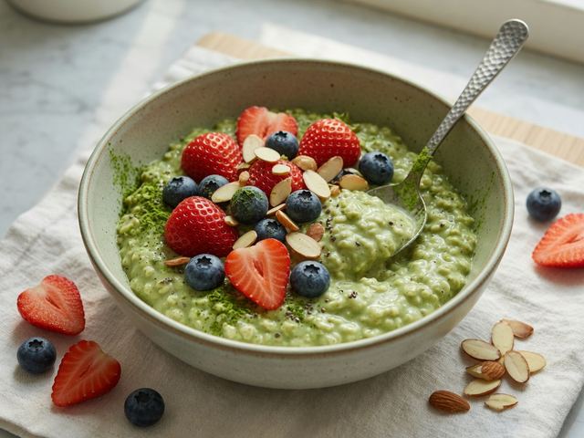 Creamy Matcha Overnight Oats with Fresh Berries