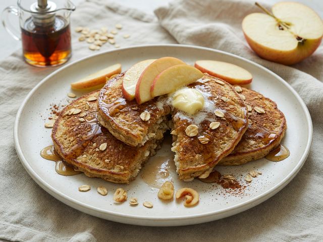 Crisp Apple Cinnamon Cottage-Cheese Protein Pancakes