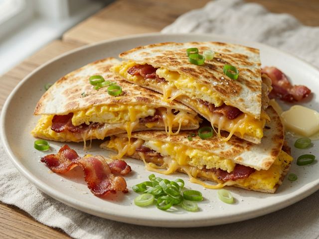 Crispy Bacon Egg Breakfast Quesadillas