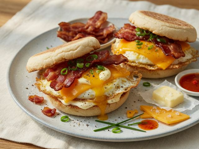 Crispy Bacon Egg & Cheese Breakfast Sandwiches