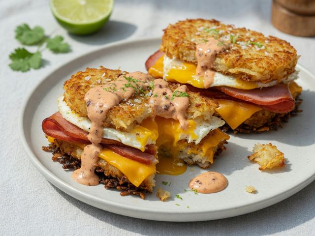 Crispy Hash Brown Breakfast Sandwiches with Chipotle Aioli
