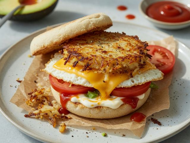 Crispy Hash Brown Egg & Cheese Breakfast Sandwich