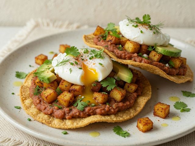 Crispy Potato, Egg & Herb Breakfast Tostadas